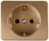 Розетка СВЕТОЗАР &quot;ГАММА&quot; с заземлением, одинарная, без вставки и рамки, цвет золотой металлик, 16А/~250В SV-54105-GM купить в Екатеринбурге