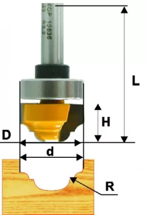 Фреза пазовая фасонная Ф22Х13 мм R32 мм хвостовик 8 мм 46131 купить в Екатеринбурге