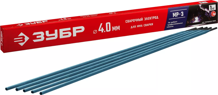 ЗУБР Д 4.0 х 450 мм, 1 кг в коробке, МР-3 рутиловый, электрод сварочный (40011-4.0) купить в Екатеринбурге