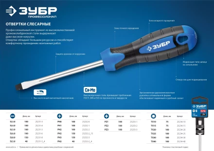 ЗУБР TX40 x 125 мм, отвертка, Профессионал (25234-40) купить в Екатеринбурге