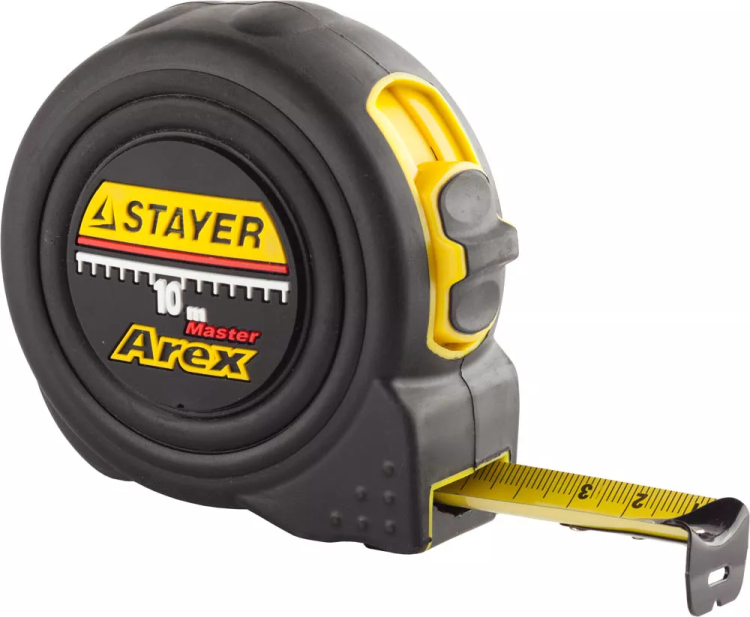 Рулетка STAYER "PROFI" "AREX", двухкомпонентный противоударный корпус, упрочненное полотно, 10м/25мм 3410-10_z01 купить в Екатеринбурге