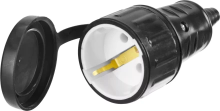 Розетка СИБИН электрическая ударопрочная, с заземлением, 16А/220В, IP44, черная 55186-B купить в Екатеринбурге