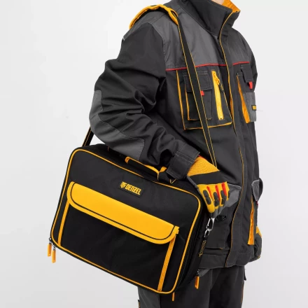 Сумка для инструмента, 400х170х300 мм, 3 отделения, 28 карманов, наплечный ремень// Denzel 90295 купить в Екатеринбурге