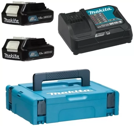 Набор 2 аккумулятора BL1016B + зарядное устройство DC10SB (12В, 1.5Ач, Li-ion, MakPac) Makita 197652-7 купить в Екатеринбурге