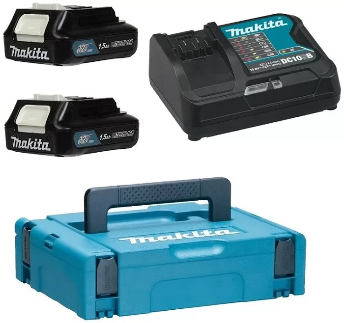 Набор 2 аккумулятора BL1016B + зарядное устройство DC10SB (12В, 1.5Ач, Li-ion, MakPac) Makita 197652-7 купить в Екатеринбурге