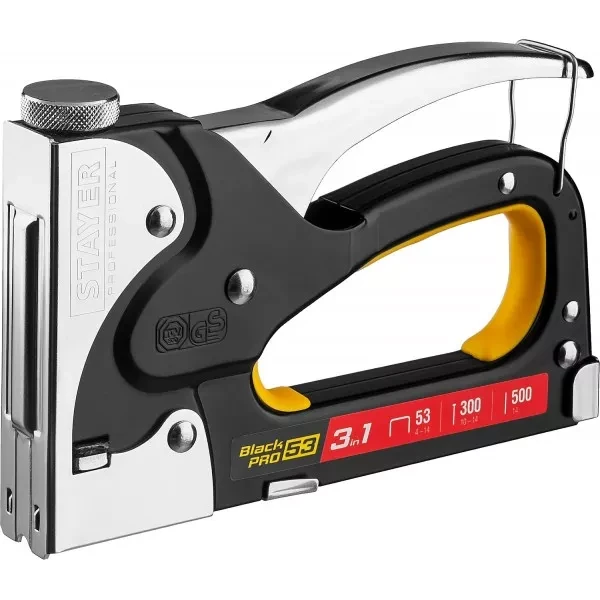 Степлер для скоб "BlackPro 53" 3-в-1: тип 53 (4-14 мм) / 300 (10-14 мм) / 500 (14 мм), STAYER Professional 31507 купить в Екатеринбурге