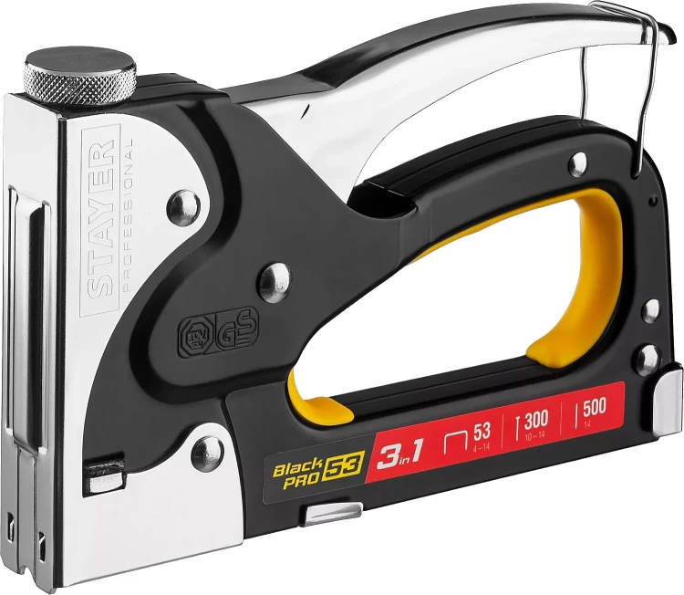 Степлер для скоб "BlackPro 53" 3-в-1: тип 53 (4-14 мм) / 300 (10-14 мм) / 500 (14 мм), STAYER Professional 31507 купить в Екатеринбурге