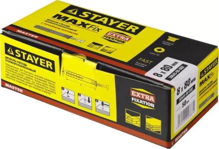Дюбель-гвоздь полипропиленовый, потайный бортик, 8 x 80 мм, 50 шт, STAYER Master 30645-08-080 30645-08-080 купить в Екатеринбурге
