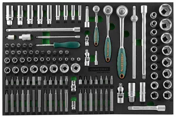 Набор головок торцевых 1/4" 3/8" 1/2"DR 81предмет вставок бит-40предметов EVAложемент Jonnesway S04H45121SV 49275 купить в Екатеринбурге