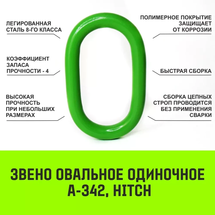 Звено овальное одиночное A-342 HITCH Т8 кл 11.2 т (SZ071414) купить в Екатеринбурге