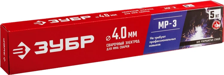 ЗУБР Д 4.0 х 450 мм, 5 кг в коробке МР-3 рутиловый, электрод сварочный (40015-4.0) купить в Екатеринбурге