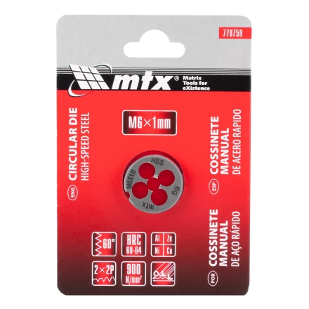 Плашка М6 х 1 мм, Р6М5 Matrix 770759 купить в Екатеринбурге