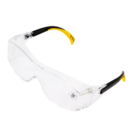 Очки защитные открытые Denzel 89201, поликарбонатные, увеличенная прозрачная линза,  регулируемые дужки купить в Екатеринбурге
