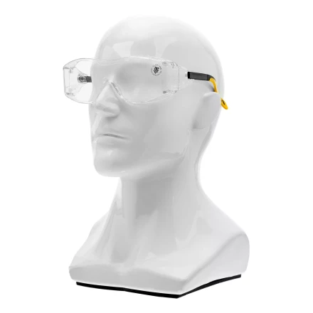 Очки защитные открытые Denzel 89201, поликарбонатные, увеличенная прозрачная линза,  регулируемые дужки купить в Екатеринбурге