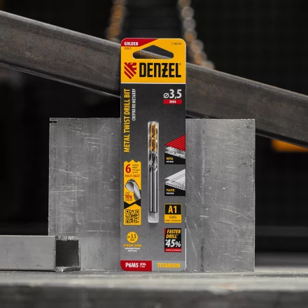 Сверло спиральное по металлу 3,5 x 70мм, Р6М5, Golden Tip, многогранная заточка, 2шт. Denzel 718270 купить в Екатеринбурге
