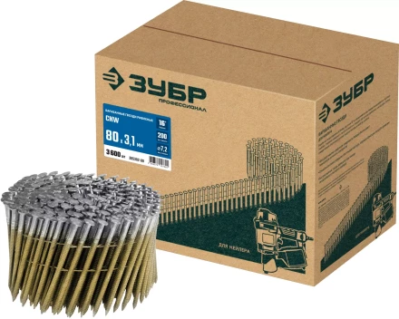 ЗУБР CNW 80 х 3.1 мм, барабанные гвозди рифленые, 3600 шт (305382-80) купить в Екатеринбурге