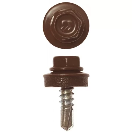 Саморезы ЗУБР &quot;ПРОФЕССИОНАЛ&quot; окраш., RAL 8017 шокол.-коричн., для крепл. кров. матер. к металл. констр. , 5.5x19мм, 2500шт 4-300310-55-019-8017 купить в Екатеринбурге