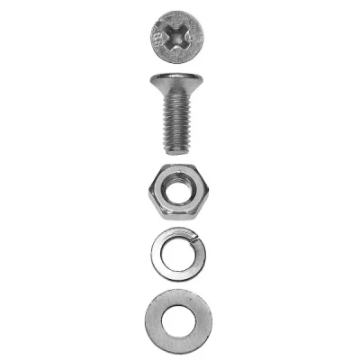 Винт ЗУБР (DIN7985) в комплекте с гайкой (DIN934), шайбой (DIN125), шайбой пруж. (DIN127), M3x10мм, ТФ6, 45шт. 4-303476-03-010