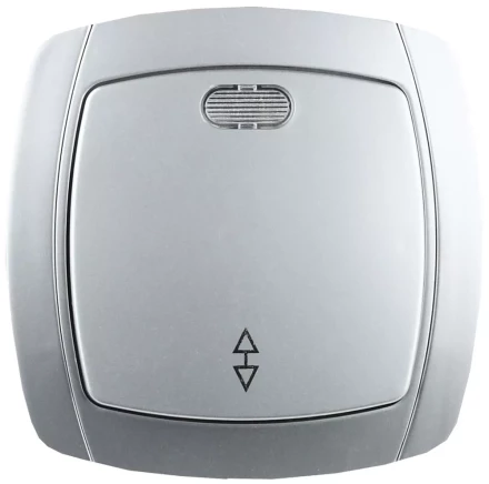 Выключатель СВЕТОЗАР &quot;АКЦЕНТ&quot; проходной одноклавишный в сборе, с подсветкой, цвет серебристый металлик, 10А/~250В SV-54238-SM купить в Екатеринбурге