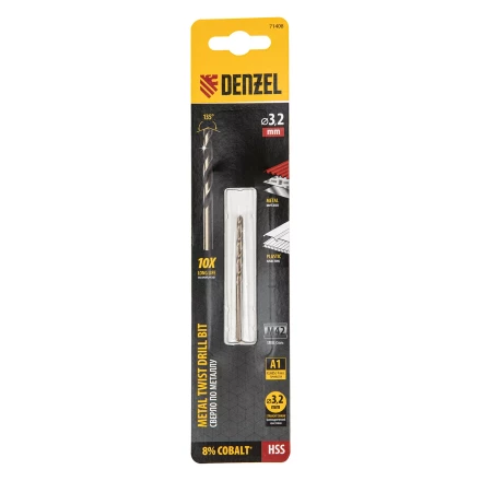 Сверло по металлу, 3,2 мм, HSS Co-8% // Denzel 71408 купить в Екатеринбурге