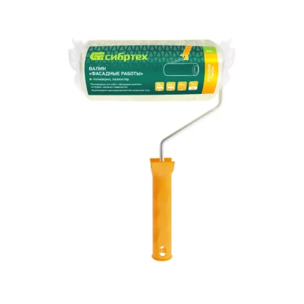 Валик &quot;Фасадные работы&quot;,180 мм, ворс 18 мм, D 48 мм, D ручки - 6 мм, полиакрил,полиэстер Сибртех 80206 купить в Екатеринбурге