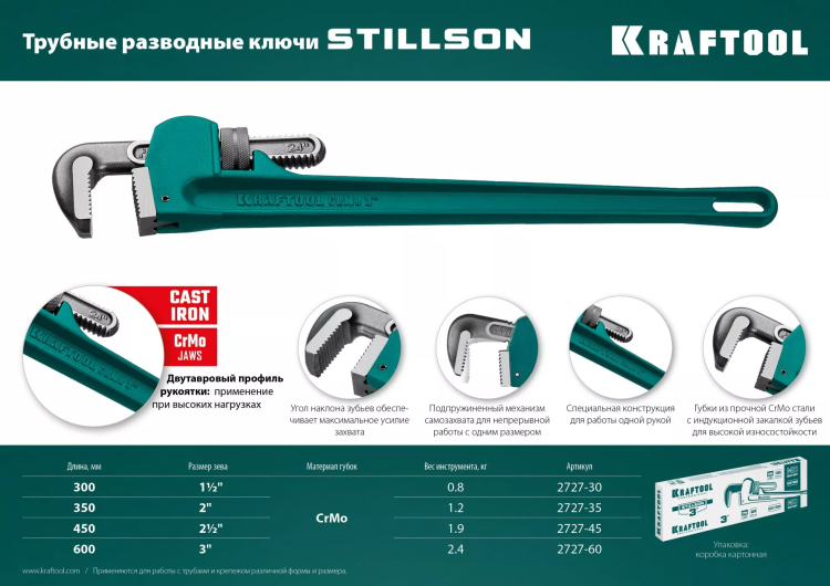 Ключ трубный KRAFTOOL STILLSON 2727-60 купить в Екатеринбурге
