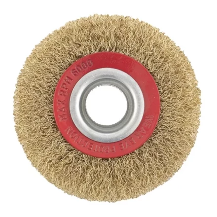 Щетка для точила 100 мм посадка 20 мм плоская латунированная витая проволока MTX 74658 купить в Екатеринбурге