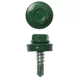 Саморезы ЗУБР &quot;ПРОФЕССИОНАЛ&quot; окраш., RAL 6002 зелен. лист, для крепл. кров. матер. к металл. констр., 5.5x19мм, 2500шт 4-300310-55-019-6002