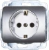 Розетка СВЕТОЗАР &quot;ГАММА&quot; с заземлением, одинарная, без вставки и рамки, цвет светло-серый металлик,16А/~250В SV-54105-SM купить в Екатеринбурге