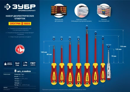 Наборы отверток диэлектрических ПРОФИ ЭЛЕКТРИК серия ПРОФЕССИОНАЛ купить в Екатеринбурге