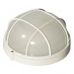 Светильник уличный СВЕТОЗАР влагозащищенный с решеткой, круг, цвет белый, 100Вт SV-57257-W