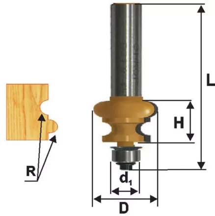 Фреза кромочная фигурная Ф25.5Х16 мм R32 мм хвостовик 8 мм 46428 купить в Екатеринбурге