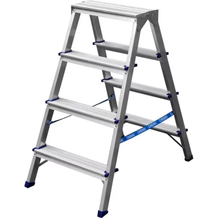 Лестница-стремянка двухсторонняя алюминиевая, СИБИН 38825-04, 4 ступени 38825-04 купить в Екатеринбурге