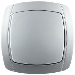 Выключатель СВЕТОЗАР &quot;АКЦЕНТ&quot; одноклавишный в сборе, цвет серебристый металлик, 10А/~250В SV-54230-SM