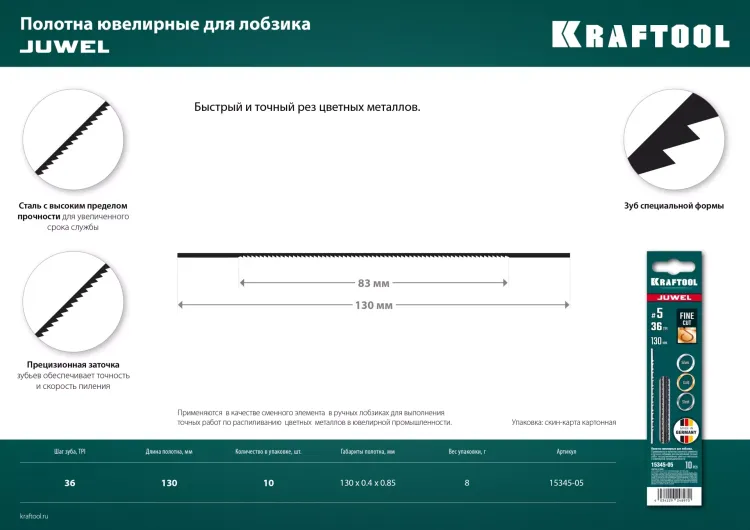 Полотна для лобзика 15345-05 купить в Екатеринбурге