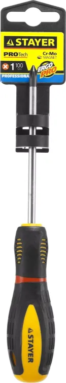Отвертка STAYER "PROFI" "PROTech", двухкомп рукоятка, намагниченная, Cr-Mo, PH1x100мм 25132-1-10_z02 купить в Екатеринбурге