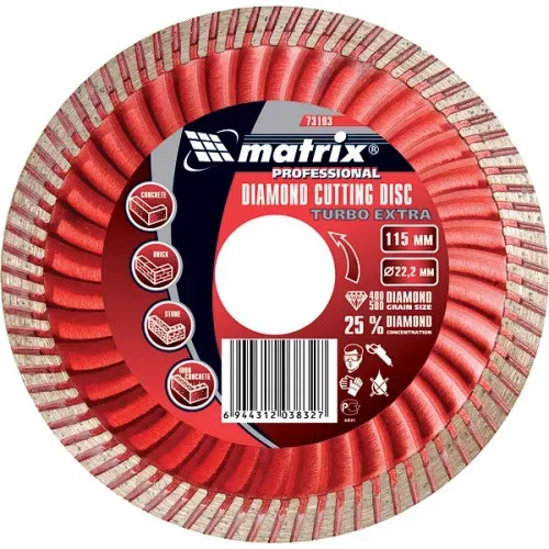 Диск алмазный отрезной Turbo Extra 180 х 22,2 мм сухая резка MATRIX Professional 73196 купить в Екатеринбурге