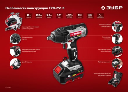 Ударный гайковерт аккумуляторный ГУЛ-251 К серия СТАНДАРТ купить в Екатеринбурге