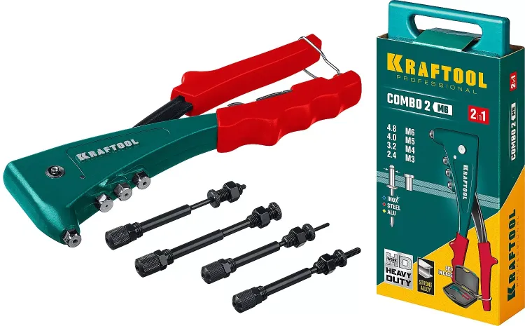 Комбинированные заклепочники, KRAFTOOL Combo2-M6 31180 31180 купить в Екатеринбурге