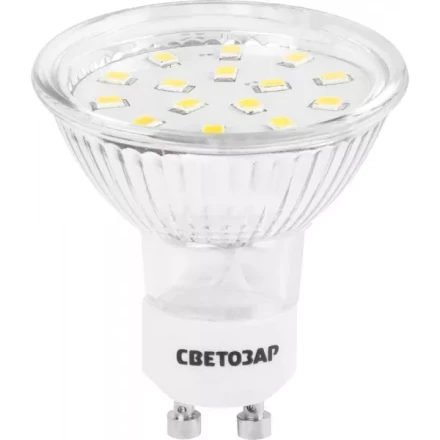 Лампы СВЕТОЗАР светодиодные &quot;LED technology&quot;, цоколь GU10, теплый белый свет (3000К), 220В, 3Вт (25) 44560-25_z01 купить в Екатеринбурге