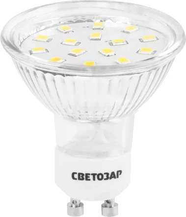 Лампы СВЕТОЗАР светодиодные &quot;LED technology&quot;, цоколь GU10, теплый белый свет (3000К), 220В, 3Вт (25) 44560-25_z01 купить в Екатеринбурге