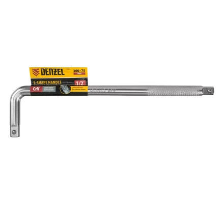 Вороток Г-образный, 300*75 мм, квадрат 1/2&quot;, CrV, матовый хром Denzel 14064 купить в Екатеринбурге