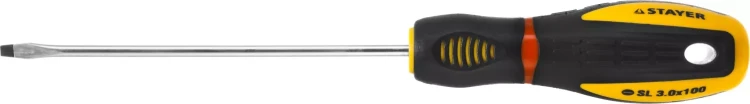 Отвертка STAYER "PROFI" "PROTech", двухкомп рукоятка, намагниченная, Cr-Mo, SL3,0x100мм 25131-03-10_z02 купить в Екатеринбурге