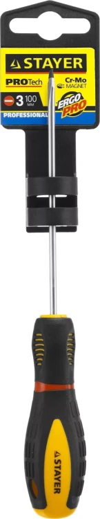 Отвертка STAYER "PROFI" "PROTech", двухкомп рукоятка, намагниченная, Cr-Mo, SL3,0x100мм 25131-03-10_z02 купить в Екатеринбурге