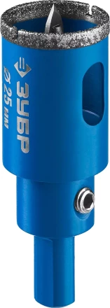 Коронка ЗУБР алмазная в сборе по кафелю, керамике с центрирующим сверлом и имбусовым ключом, зерно 60, 25мм 29850-25 купить в Екатеринбурге