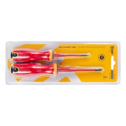 Набор диэлектрических отверток КВТ SLIM VDE НИО-2202 PZ-FL сталь S2, профиль PZ/FL, 2 шт. (88930) купить в Екатеринбурге